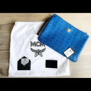 25% OFF 4th of July- Unisex blue MCM large pouch.